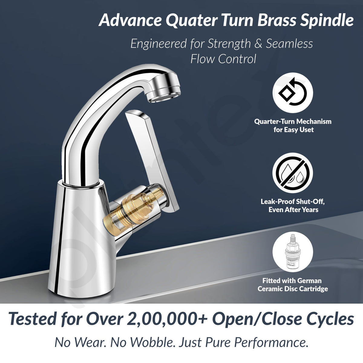 Plantex Pure Brass High Neck Pillar Cock Water Tap with Teflon Tape/360 Degree Swivel Spout/Single Lever Tabletop Basin Sink Cock - (3503, Chrome)-2