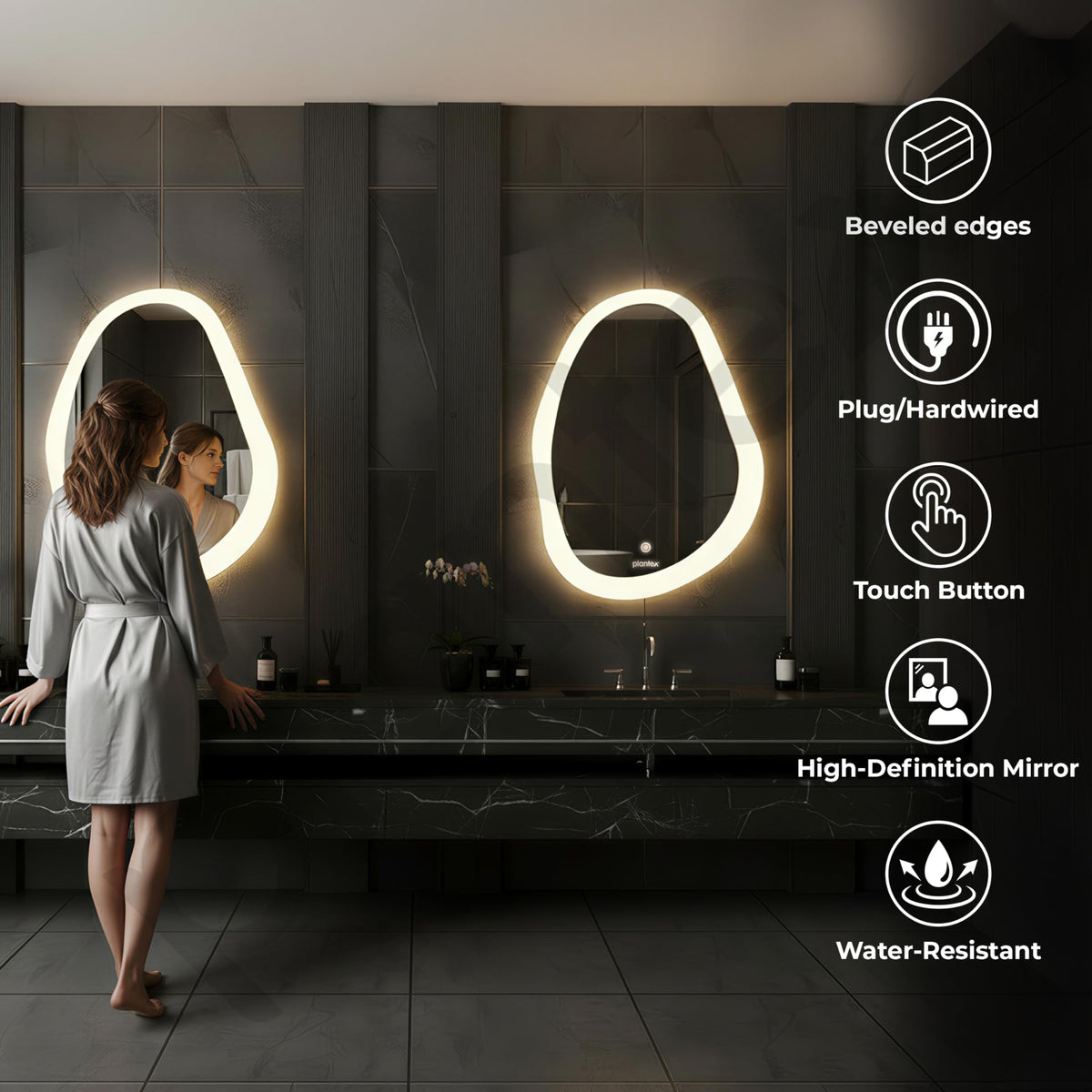 Plantex LED Bathroom Mirror with 3 Tone/Designer Mirror for Living Room/Bedroom/Dressing Room - Oval Shape (18 x 24 Inch) (Model APS-1465)-5