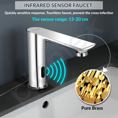 Plantex Brass Sensor Tap for Basin with Brass/Touchless Bathroom Faucet/Electronic Pillar Tap for Wash Basin-(Chrome)-2