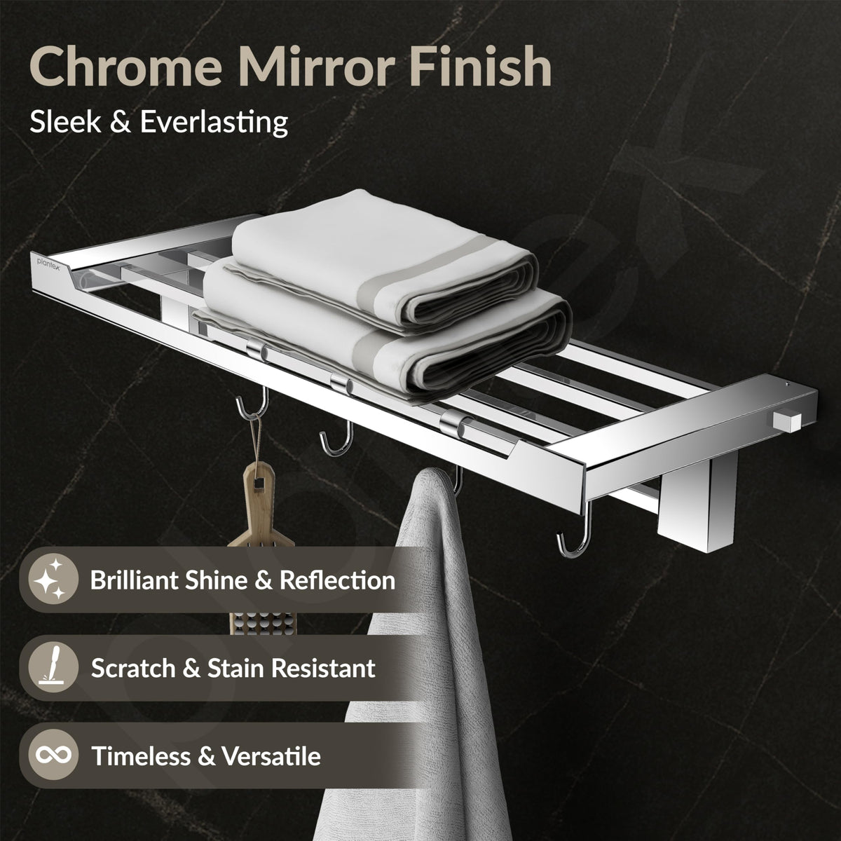 Plantex Towel Rack for Bathroom/304 Grade Stainless Steel Towel Bar/24 Inch Towel Hanger/Towel Stand/Bathroom Accessories - Pack of 1 (Tesla - 2706, Chrome)-4