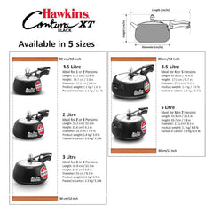 Hawkins Pressure Cooker Contura Hard Anodized Extra Thick Base for Induction, 3.5 L (Black)