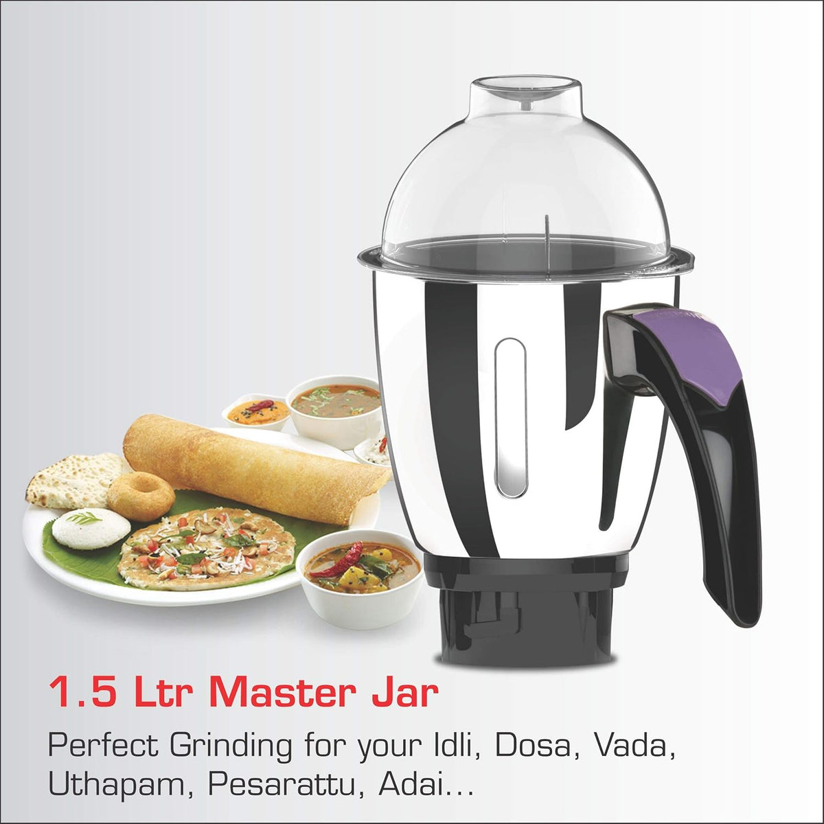 Vidiem Eva Premium 750W Mixer Grinder with 5 Jars (Lavender & Black) | Juicer Mixer Grinder for Wet & Dry Grinding, Chut