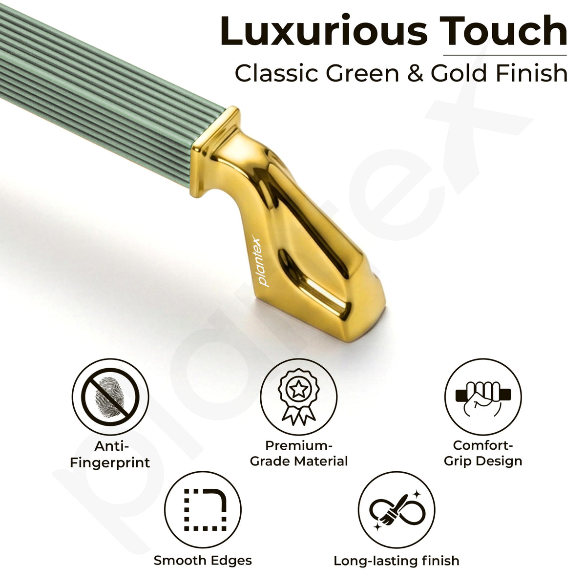 Plantex Aluminium Cabinet Handle/450mm Wardrobe Handle for Home/Cupboard Door Pull-Push Handles for Office - Pack of 1 (Green & Gold)-3