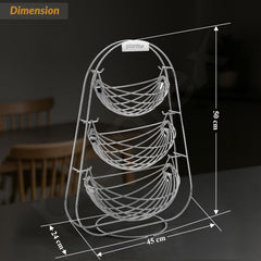Plantex Stainless Steel Fruit Basket for Dining Table/3 Tier Swing Fruit Bowl/Vegetable Basket Stand/Onion Potato Rack for Kitchen-4