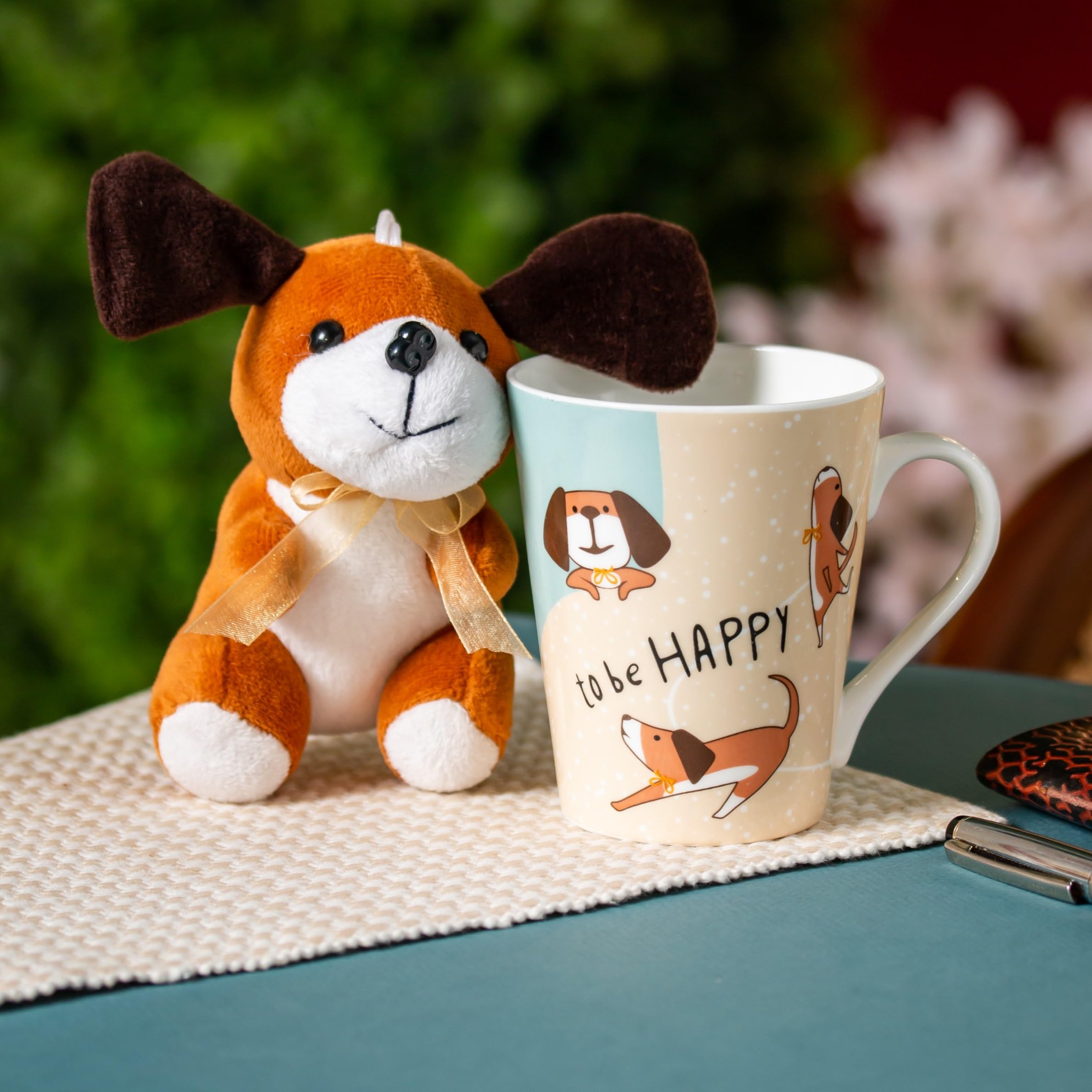 Clay Craft Printed Fine Ceramic Zing Milk Mug with Toy - 340 ml- 1 Piece (Be Happy - Elephant)
