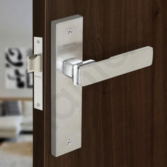 Plantex Heavy Duty Door Lock “ Bathroom Door Lock/Mortise 8inch Keyless Plate Handle Set for Home/Bathroom/Store Room/Balcony/Office with Baby Latch (8116, Satin Steel and Chrome)-4