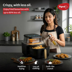 Pigeon by Stovekraft Healthifry 5.4L Digital Air Fryer | 1500W |See Through Glass Window|360° Rapid Air Circulation |80%