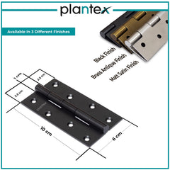 Plantex Door Hinges 4 inch x 14 Gauge/1.8 mm Thickness Home/Office/Hotel/Door Hinges for Main Door/Kabza for Bedroom/Kitchen/Bathroom/Window/Soft Movement Hinge- Pack of 24 (Black)-3