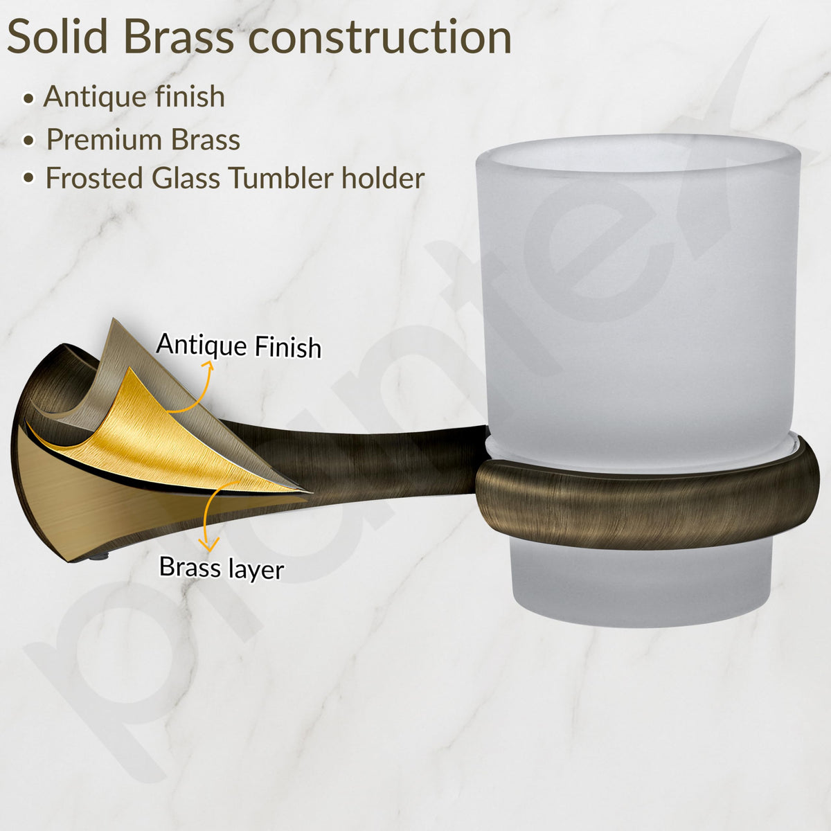 Plantex Smero Pure Brass Tooth Brush Holder/Tumbler Holder/Toothpaste Holder/Bathroom Accessories - Contrive (Rich Antique)-3