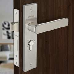 Plantex Heavy-Duty Door Lock Set - Main Door Lock Handle Set/Mortise Lock with 3 Keys, Brass Lock Body & Cylinder (8125 - Steel Satin & Chrome)-1