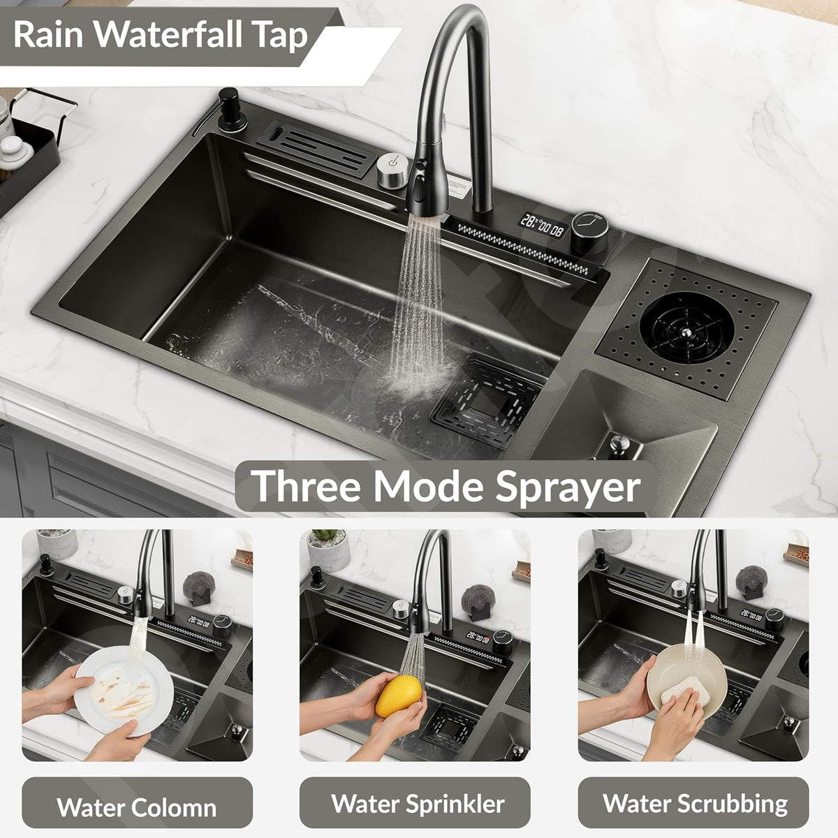 Plantex Sink for Kitchen/304 Grade Stainless Steel Waterfall sink-4