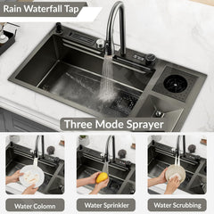 Plantex Sink for Kitchen/304 Grade Stainless Steel Waterfall sink-4