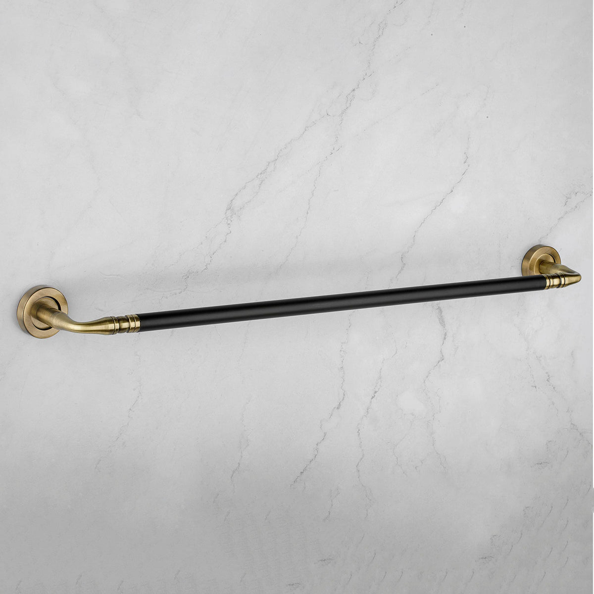 Plantex Single Towel Rod for Bathroom/Towel Holder in Bathroom/Towel Holder/Bathroom Accessories (24 inch - Brass Antique & Black) - Pack of 1