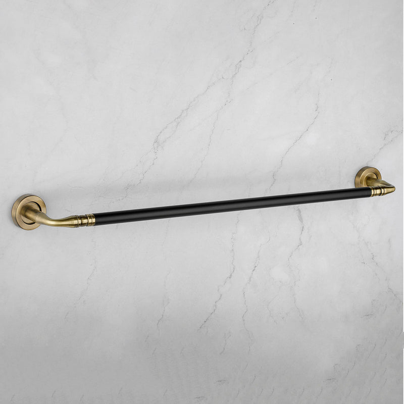 Plantex Single Towel Rod for Bathroom/Towel Holder in Bathroom/Towel Holder/Bathroom Accessories (24 inch - Brass Antique & Black) - Pack of 1-1