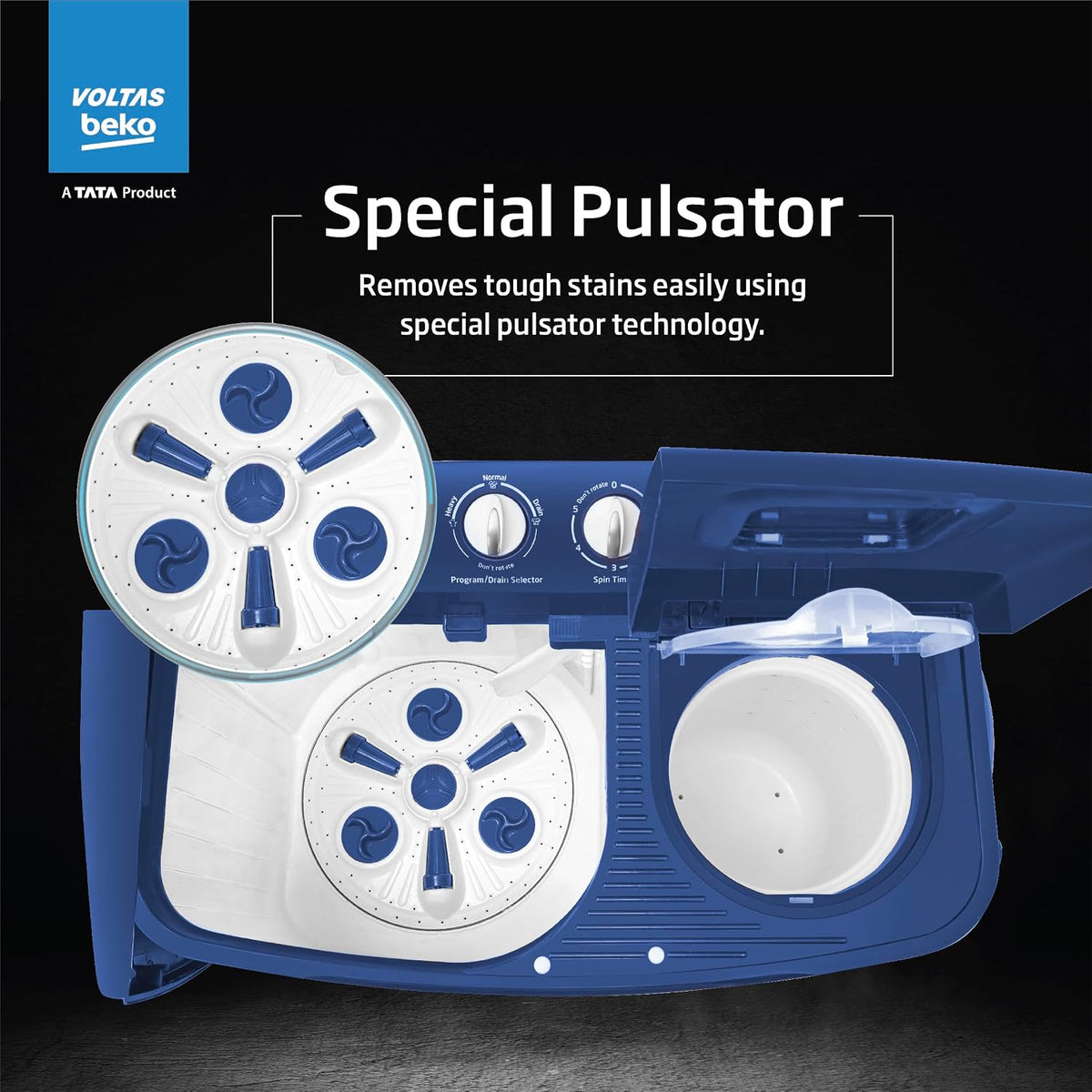 Voltas Beko, A Tata Product 6.5 Kg 5 Star Semi-Automatic Top Loading Washing Machine (WTT65UNX/OK3I0I0W01, Blue, Pulsator wash technology)-3