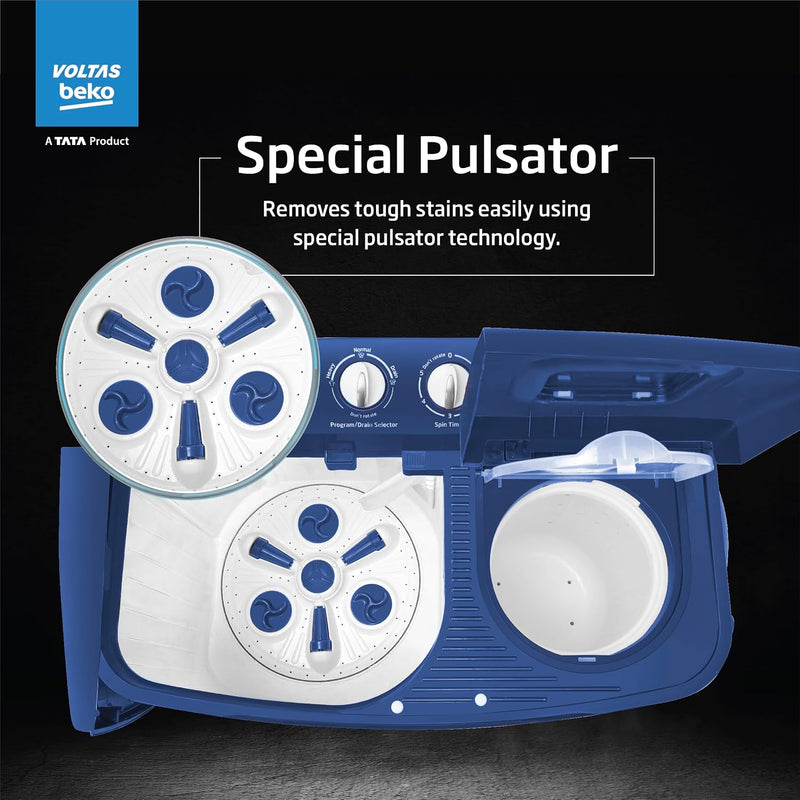Voltas Beko, A Tata Product 6.5 Kg 5 Star Semi-Automatic Top Loading Washing Machine (WTT65UNX/OK3I0I0W01, Blue, Pulsator wash technology)-3