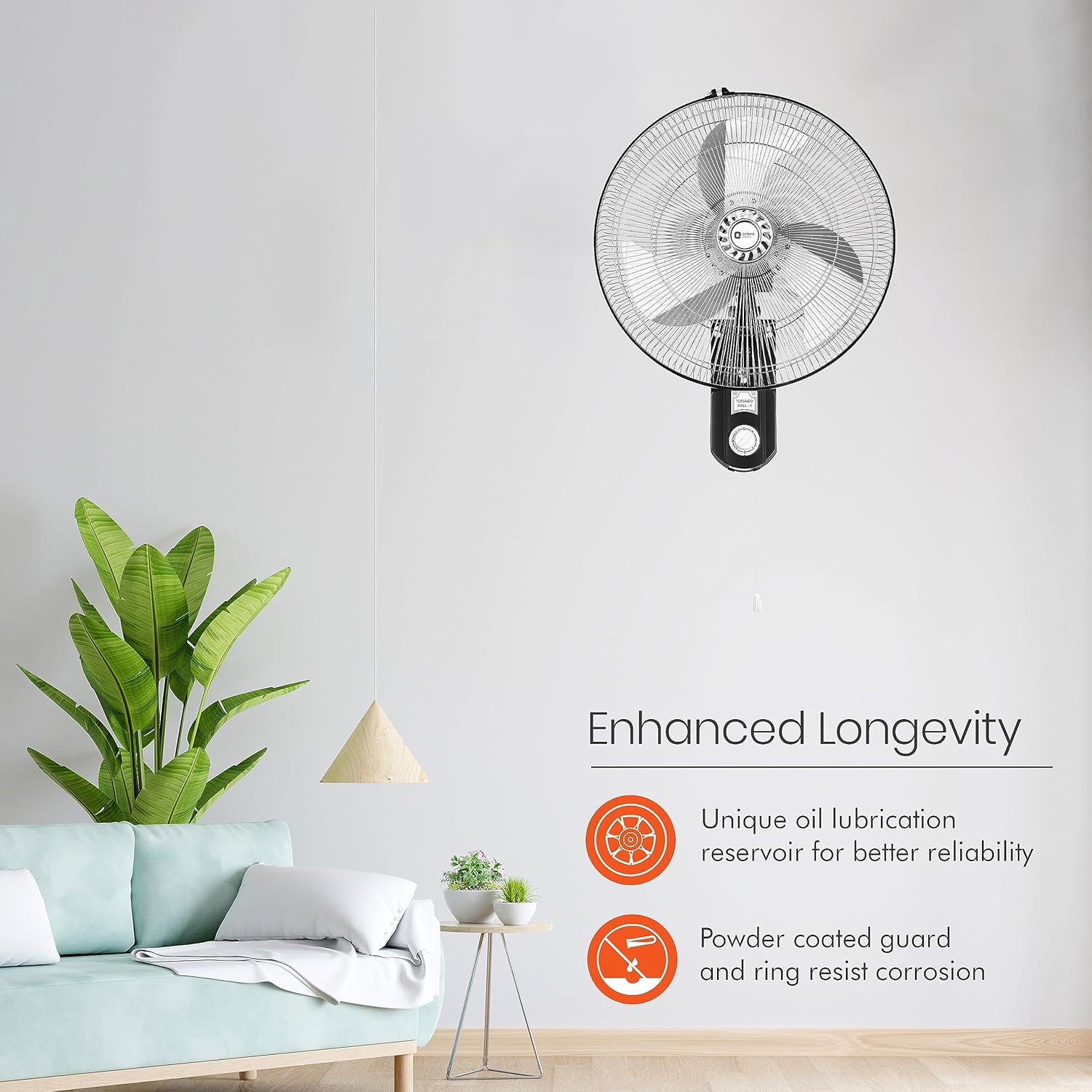 Orient Electric 450mm Tornado - Wall II Fan (Chrome)