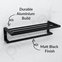 Plantex Space Aluminium Towel Rack with Fix Towel Rod/Towel Bar/Towel Hanger/Towel Stand for Bathroom/Bathroom Accessories (Black)-5