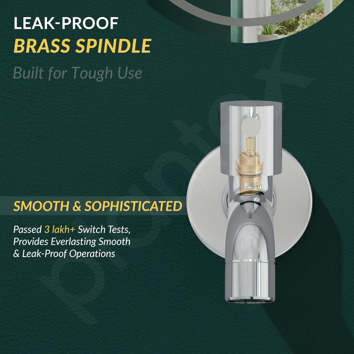 Plantex Long Body Bib Cock for Bathroom with Water Saving Aerator/Brass Spindle Bib Tap with Wall Flange and Teflon Tape (MKS-1272-Chrome)-3