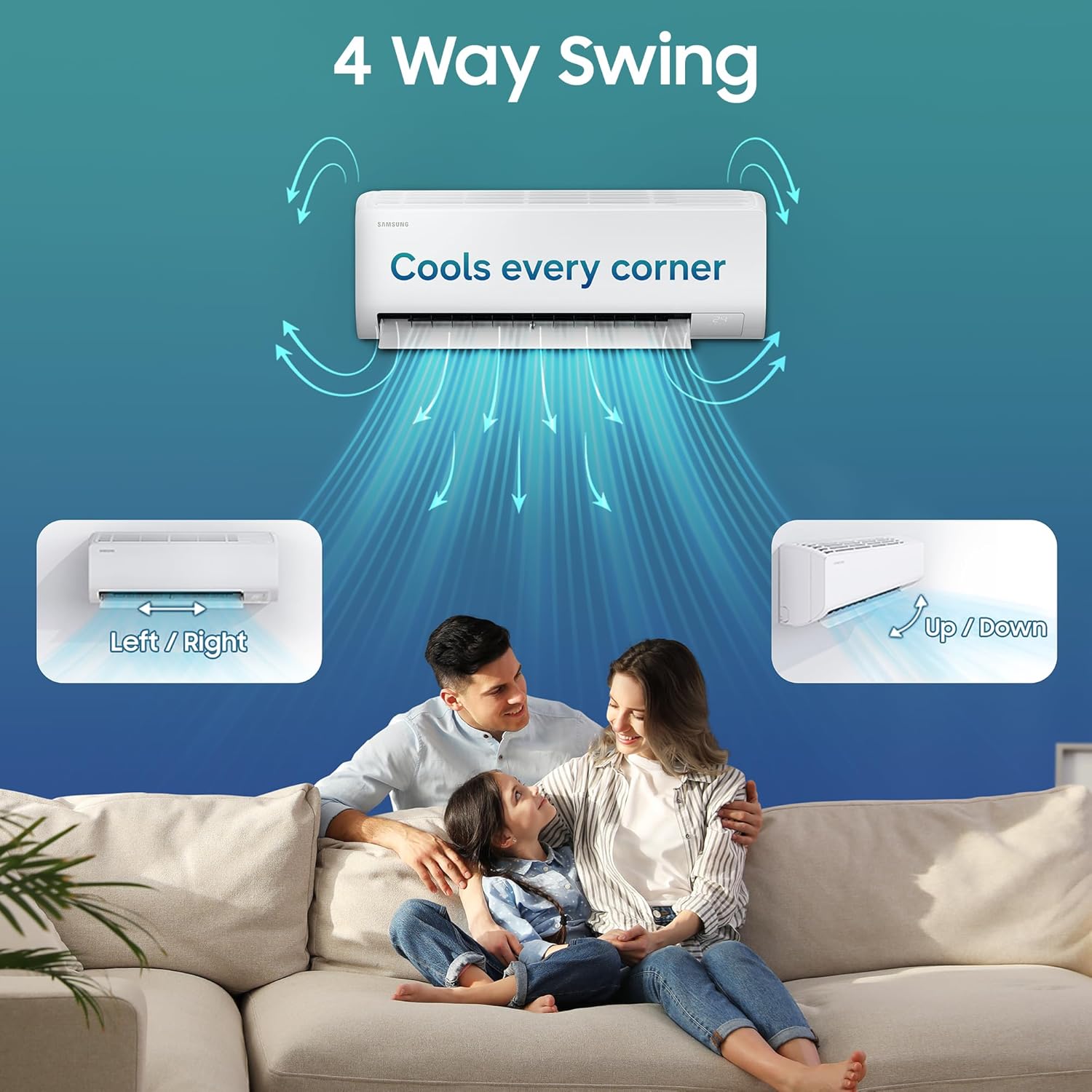 Samsung 1 Ton 5 Star,New Star rated Bespoke AI Inverter Smart Split AC (WiFi, Energy Saving, Voice Control, Powerful Cooling, Copper, Digital Inverter, 4 Way swing,5 Step Convertible,AR50H12D1ZHNNA)