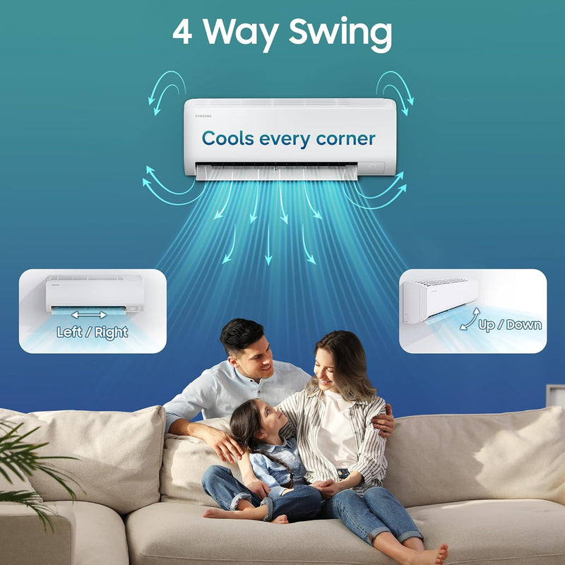 Samsung 1 Ton 5 Star,New Star rated Bespoke AI Inverter Smart Split AC (WiFi, Energy Saving, Voice Control, Powerful Cooling, Copper, Digital Inverter, 4 Way swing,5 Step Convertible,AR50H12D1ZHNNA)