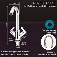 Plantex Basin Mixer Tap for Bathroom with Brass Spindle/Tap for Wash Basin with Water Saving Aerator/Pillar Tap - (CRM-1280-Chrome)-4