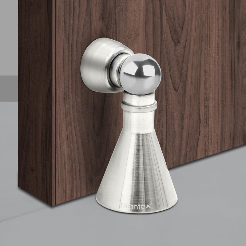 Plantex Door Stopper for Home/High Grade Stainless Steel Door Catcher/5 Inch Door Magnet Stopper/360 Degree Angle Door Magnet for Home/Office/Hotel - (Matt)-1