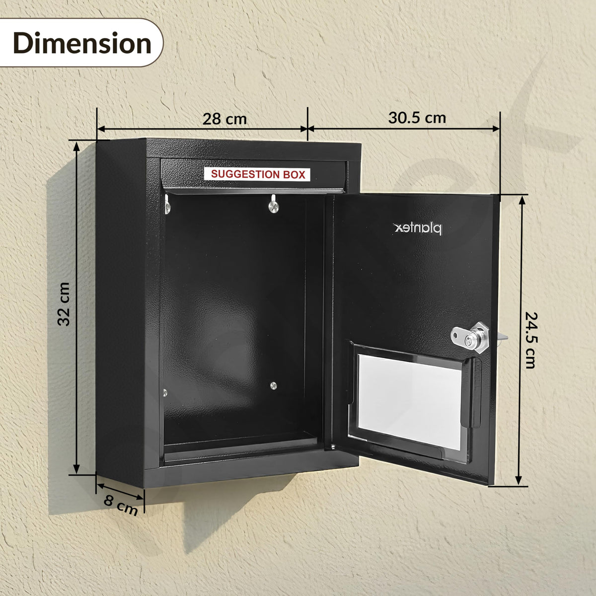 Plantex All in 1 Letter Box/Multipurpose Box/GI Steel Suggestion Box/Complaint Box/Post Box/Donation Box/Letter Box for Home gate and Office with Keylocks - Pack of 10 (Black)-2