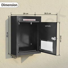 Plantex All in 1 Letter Box/Multipurpose Box/GI Steel Suggestion Box/Complaint Box/Post Box/Donation Box/Letter Box for Home gate and Office with Keylocks - Pack of 10 (Black)-2