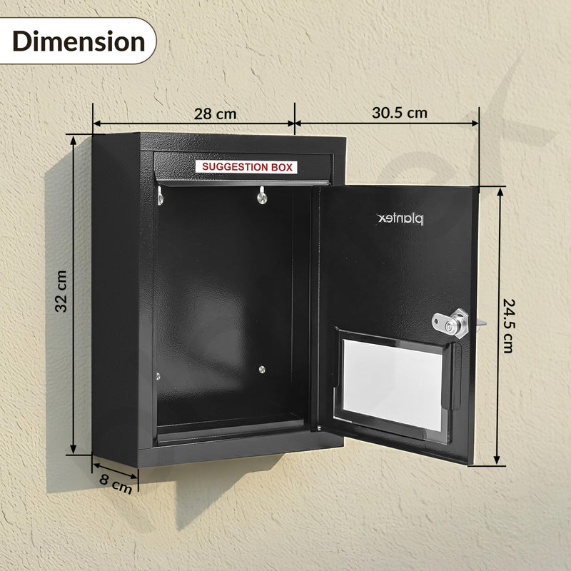 Plantex All in 1 Letter Box/Multipurpose Box/GI Steel Suggestion Box/Complaint Box/Post Box/Donation Box/Letter Box for Home gate and Office with Keylocks - Pack of 10 (Black)-2