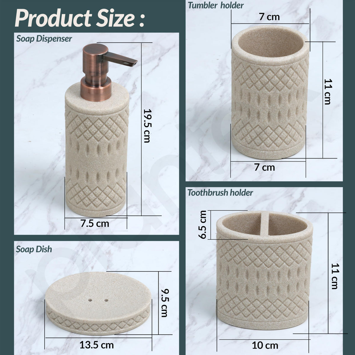Plantex Resin Bathroom Accessories Set/Soap Holder for Bathroom/Toothbrush Holder/Tumbler Holder/Liquid Soap Dispenser -4 Piece (Beige)-3