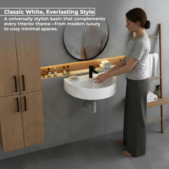 Plantex Ceramic Wall Mount Wash Basin for Bathroom/Wall Hung Basin/Bathroom Sink with 10 Years Glaze Warranty by Plantex//Washbasin for Restaurant, Hotel (Glossy White - Mark -17 x 12 x 4 Inch)-6