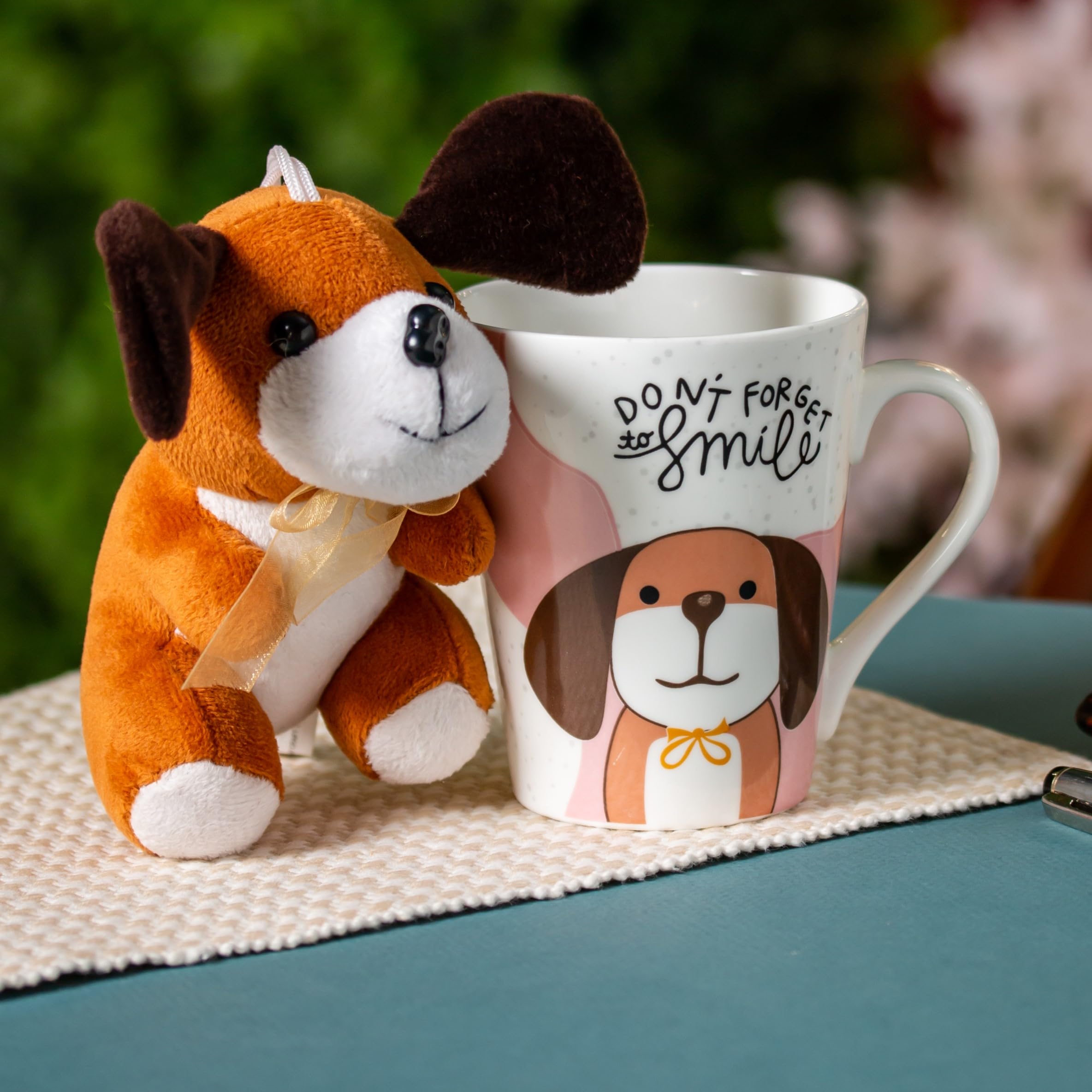 Clay Craft Printed Fine Ceramic Zing Milk Mug with Toy - 340 ml- 1 Piece (Be Happy - Elephant)
