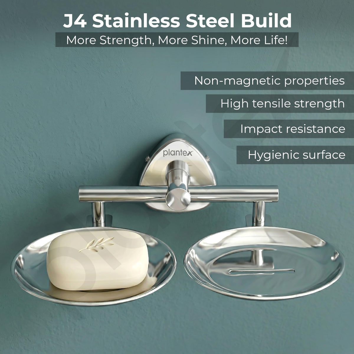 Plantex J4 Stainless Steel Double Soap Dish for Bathroom/Soap Holder for Bathroom/Wall Mounted Soap Holder/Bathroom Accessories (Chrome Finish) Angel-3