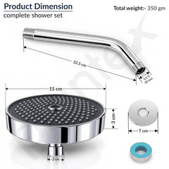 Plantex Shower Head for Bathroom with Shower Arm/Bathroom shower Combo(488) Strong ABS Combo/Rain Shower/Adjustable Head/9 Inch Shower Arm/6 Inch Shower Head-2