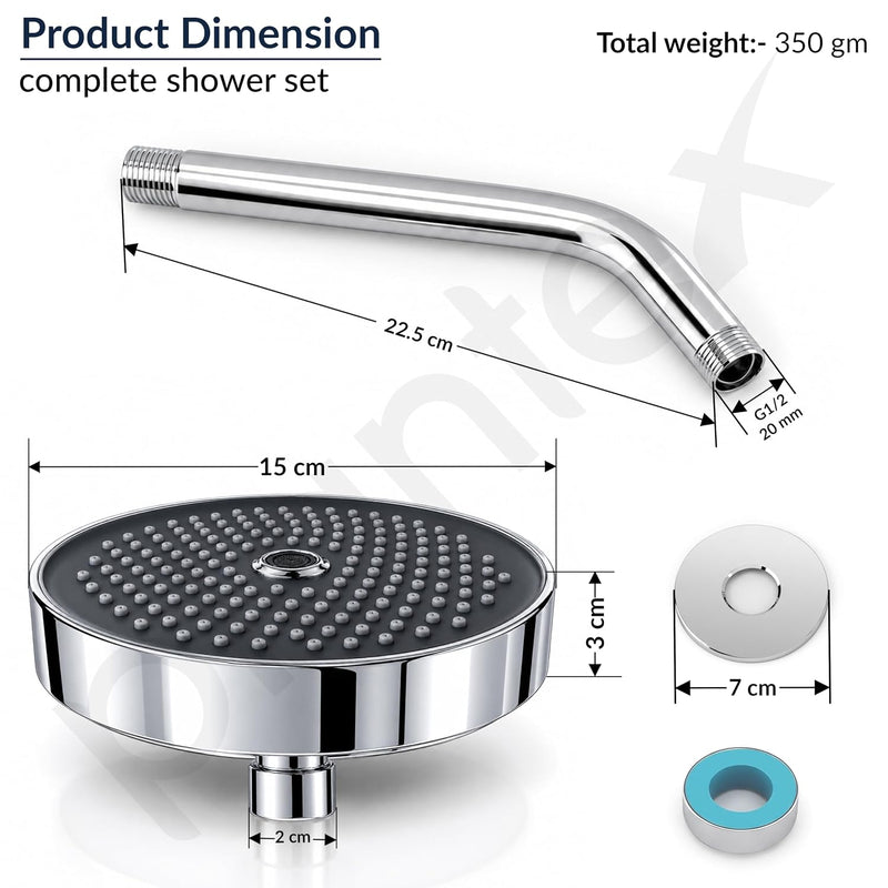 Plantex Shower Head for Bathroom with Shower Arm/Bathroom shower Combo(488) Strong ABS Combo/Rain Shower/Adjustable Head/9 Inch Shower Arm/6 Inch Shower Head-2