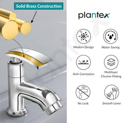 Plantex Pure Brass Pillar Tap For Wash Basin With Teflon Tape Single Lever Basin Tap Tabletop For Wash Basin Water Faucet ZUR-1501 Chrome-6
