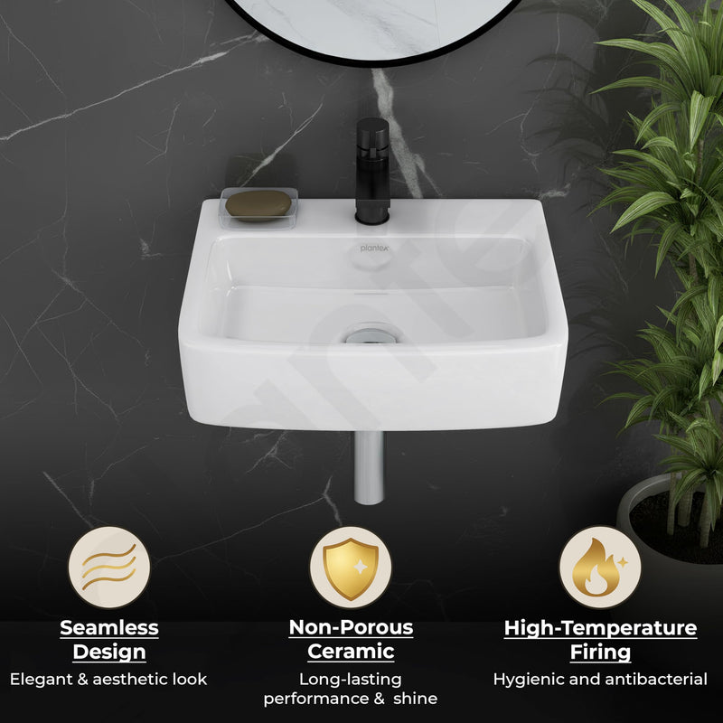 Plantex Ceramic Wall Hung Basin/Washbasin for Bathroom/Wall Mounted Wash Basin with 10 Years Glaze Warranty/Rectangle Sink for Home/Office (Bolt-White- 16x12x5 inch)-3