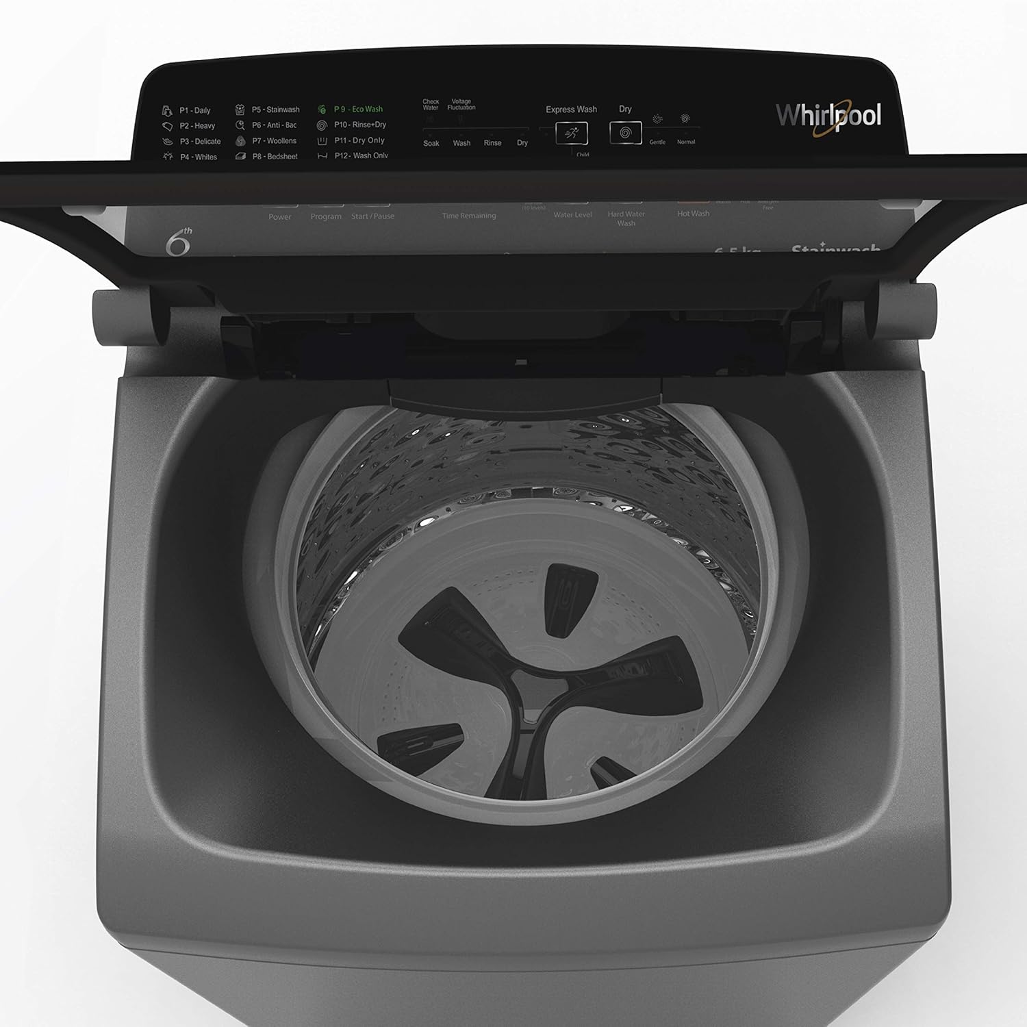 Whirlpool 6.5 Kg 4 Star StainWash Fully-Automatic Top Loading Washing Machine (STAINWASH PRO H 6.5, Shiny Grey, In-Built Heater)