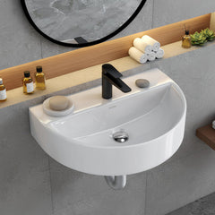 Plantex Ceramic Wall Mount Wash Basin for Bathroom/Wall Hung Basin/Bathroom Sink with 10 Years Glaze Warranty by Plantex//Washbasin for Restaurant, Hotel (Glossy White - Mark -17 x 12 x 4 Inch)-1