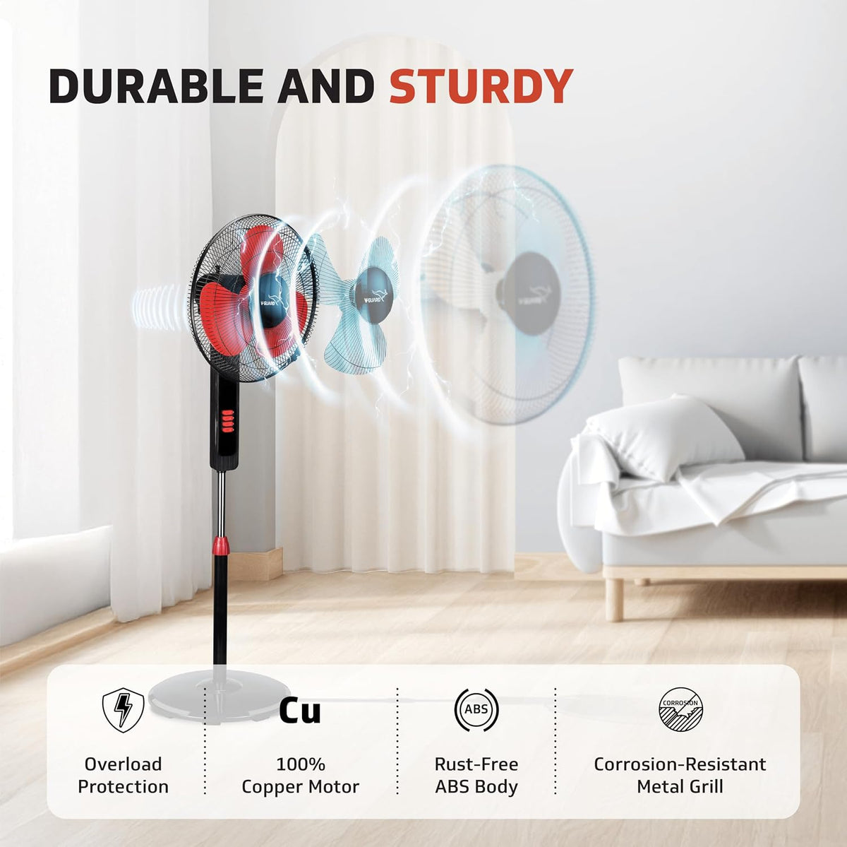V-Guard Esfera STS Plus Neo 2-in-1 400 mm Pedestal & Table Fan-6