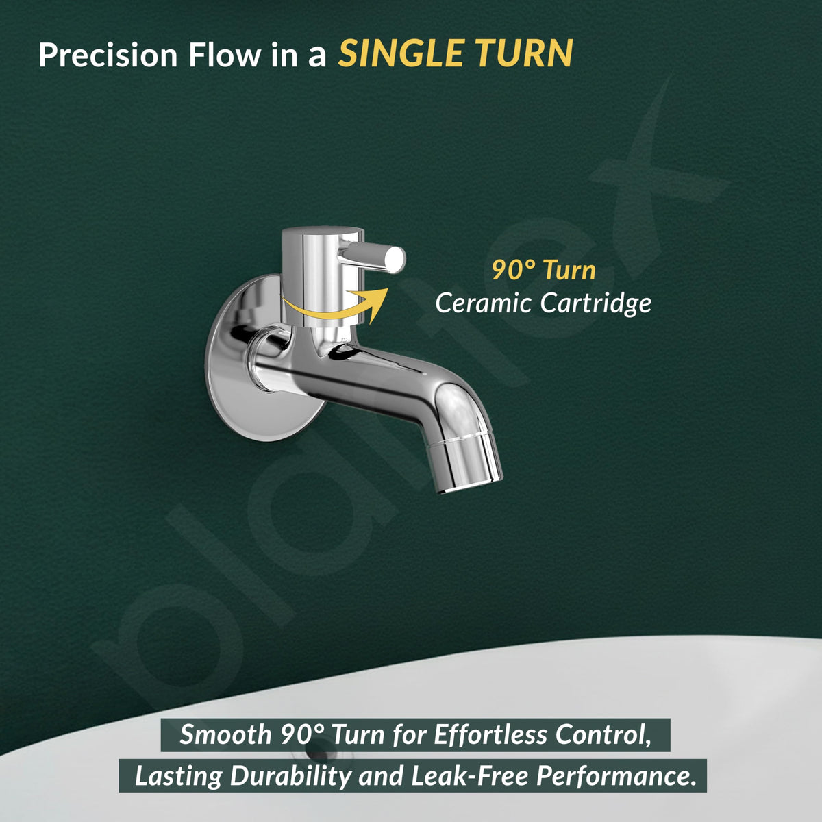 Plantex Long Body Bib Cock for Bathroom with Water Saving Aerator/Brass Spindle Bib Tap with Wall Flange and Teflon Tape (MKS-1272-Chrome)-5