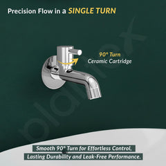 Plantex Long Body Bib Cock for Bathroom with Water Saving Aerator/Brass Spindle Bib Tap with Wall Flange and Teflon Tape (MKS-1272-Chrome)-5