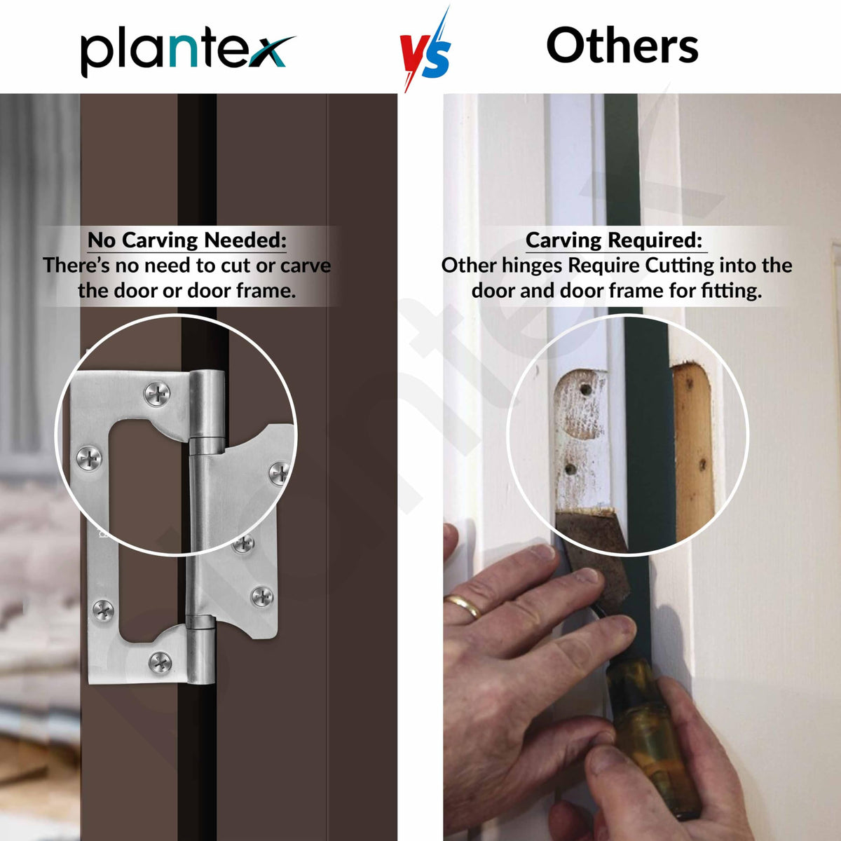 Plantex Butterfly Hinges for Door/Stainless Steel Door Hinges/5 Inch x 14 Gauge Hinge/2.5 mm Hinges for Home/Office/Hotel/Non-Mortise Hinge - Pack of 6 (Chrome)-5