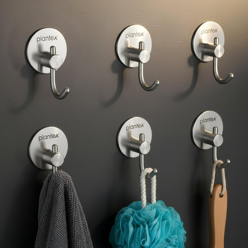 Plantex Wall Hanging Hook/Bath Towel Hook/Self Adhesive Round Robe Hooks for Kitchen/Bathroom/Stylish Home Decor Items - Pack of 6 (Chrome)-1