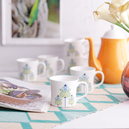 Clay Craft Bone China Liza Mw Coffee Mug Set, 150Ml, Multicolor, 6 Piece, Tea Cup Set of 6, Microwave & Dishwasher Safe, Mugs for Coffee, Cups Set of 6, Mug Set, Gift Set, Ideal for Gifting