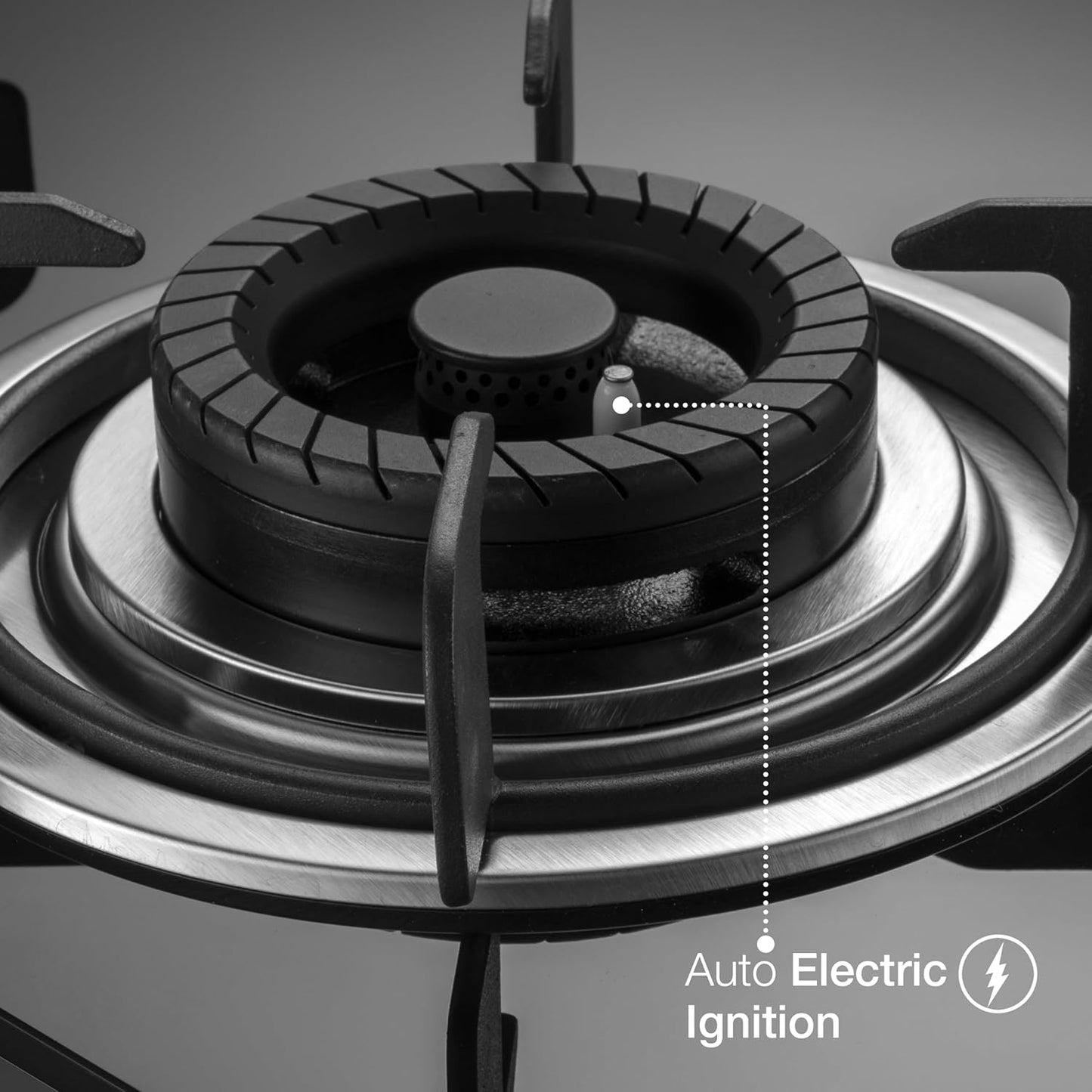 KAFF 4 Burners Open Built-In Hob & Hobtop For Modular Kitchen -8 MM|Auto Electric Ignition Glass Top|Tornado Style Burners| Enamelled Matt Finish, Easy Grip Knobs, Toughened Glass (Black,80CM)