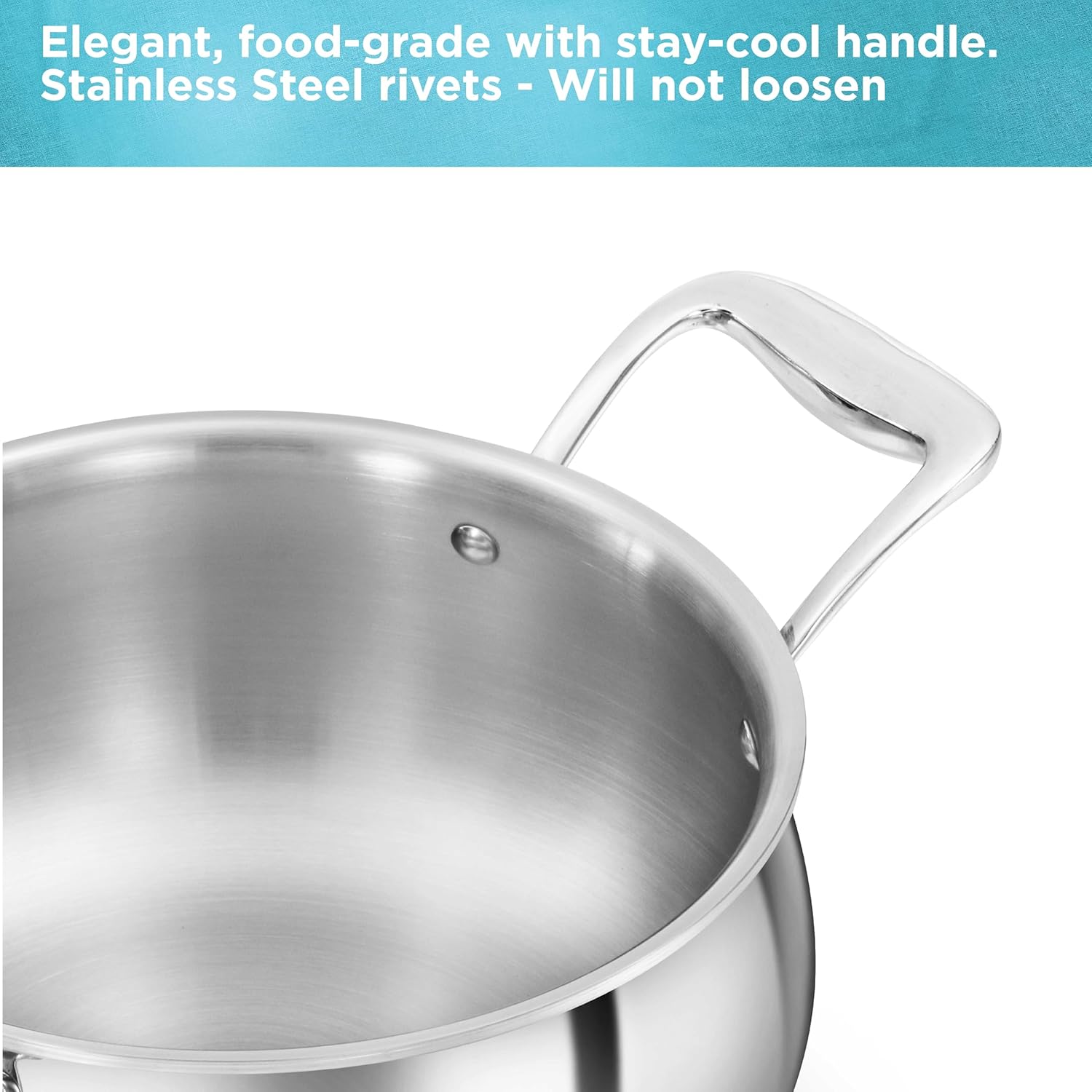 Hawkins 3L Pro Triply Stainless Steel Handi with Steel Handles and Steel Lid, Silver (PSH30S)