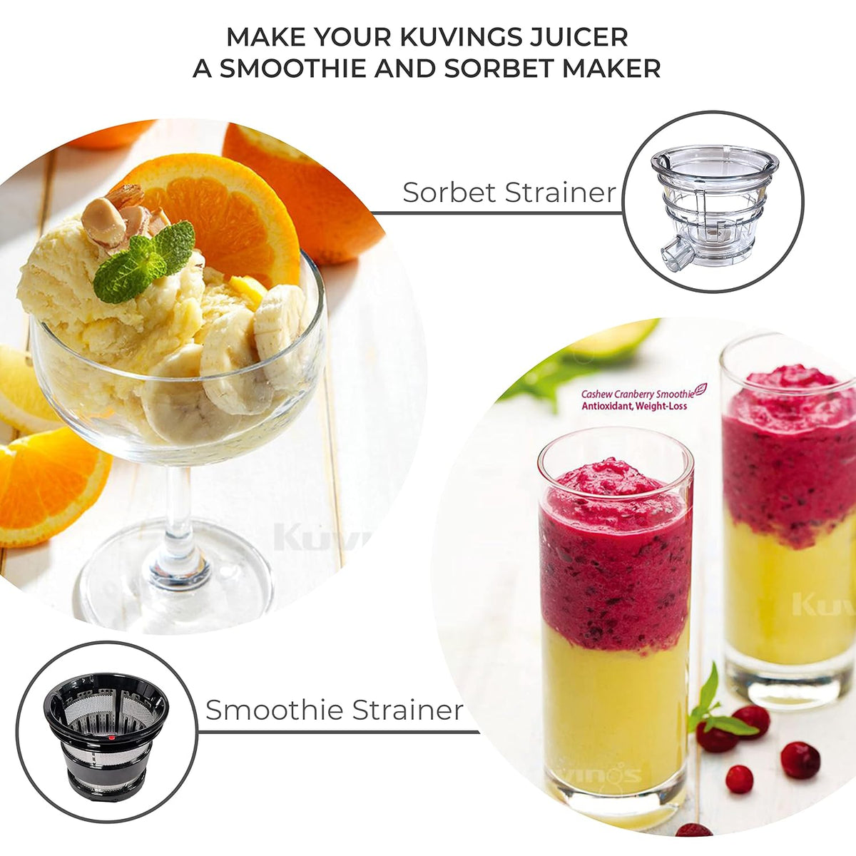 Kuvings REVO830 Black with Smoothie & Sorbet Luxury Cold Press Whole Slow Juicer, World's 1st Patented Automatic-Cutting Auger to reduce juicing time, 240W Strong Motor, 12 Yrs Motor Warranty