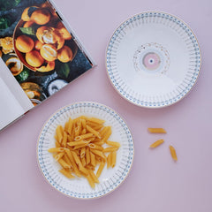 Magique by The Wishing Chair x ClayCraft : River of Flowers Coupe Pasta Plates Set of 2 | Ceramic Coupe Plates | Elegant Dinnerware for Pasta Salads Serving | Dishwasher Safe
